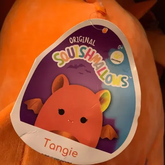 Squishmallow Tangie Vampire Bat 12” Halloween Orange Bat Plush Foil Belly Fangs